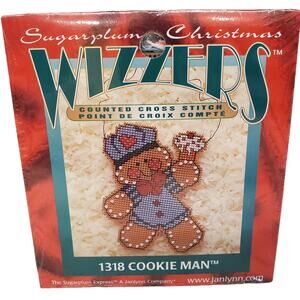 Wizzers Counted Cross Stitch Cookie Man Christmas Ornament NEW Vintage 1318